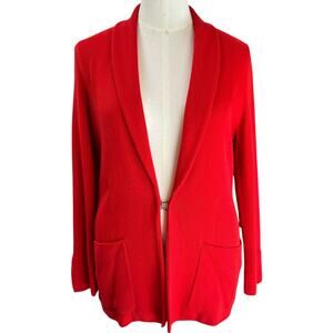 Anthropologie HWR Red Shawl Collar Cardigan Sweater Large Hook Closure